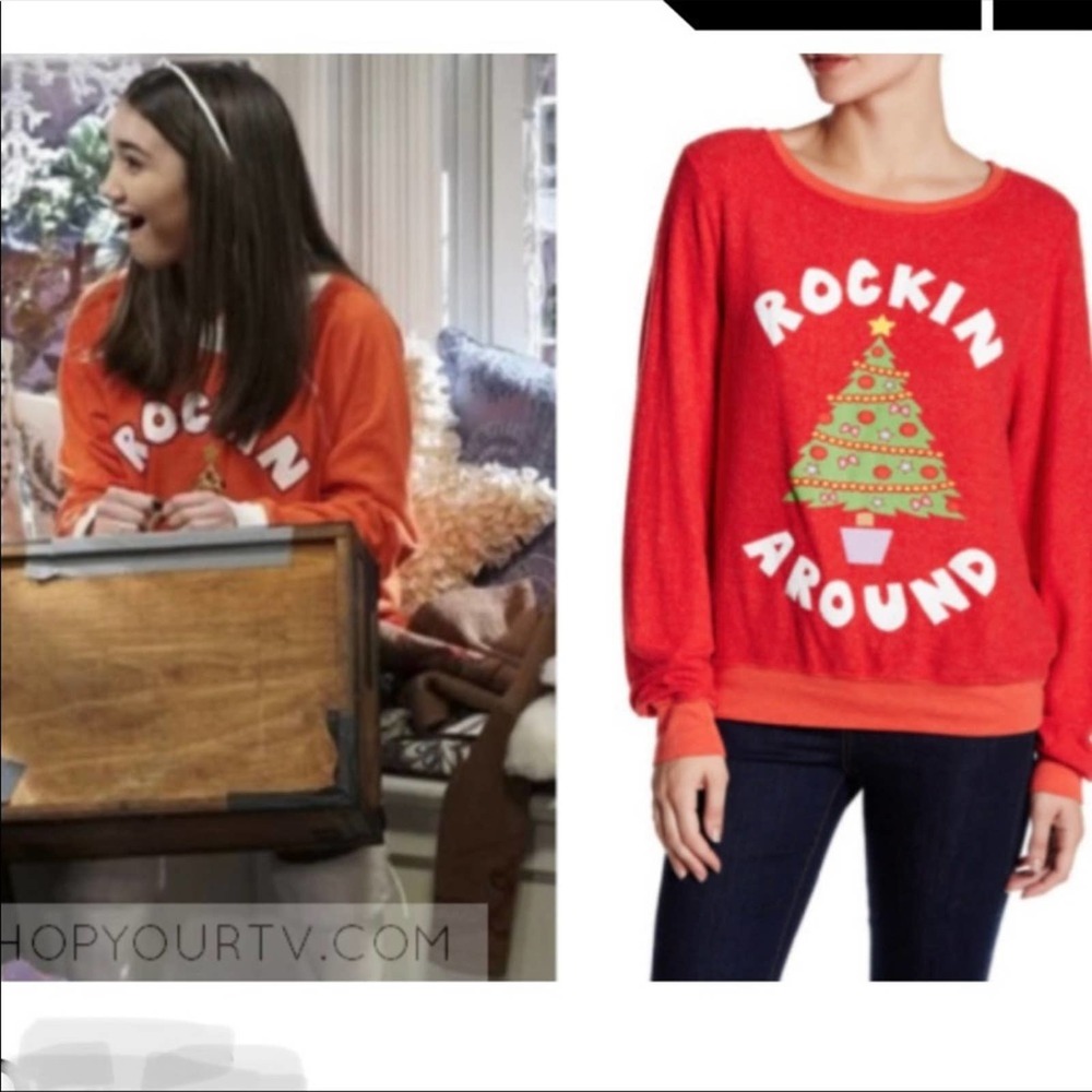 Wildfox Couture Rockin Around Pullover Red Christmas Cozy Cute Sweatshirt